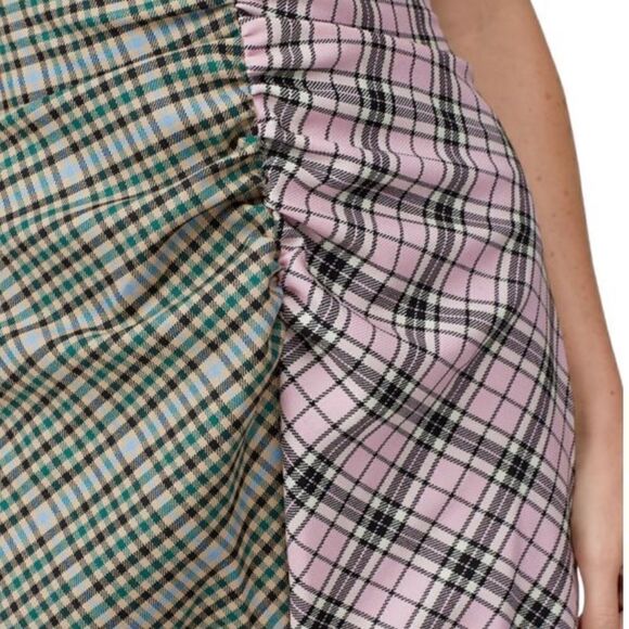 Brogger Audrey Plaid Ruched Midi Dress L - Picture 3 of 8